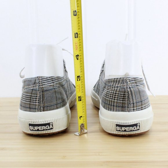 Superga Checkered Black White Canvas Low Top Sneakers Size M 4.5 L 6 - Picture 8 of 9